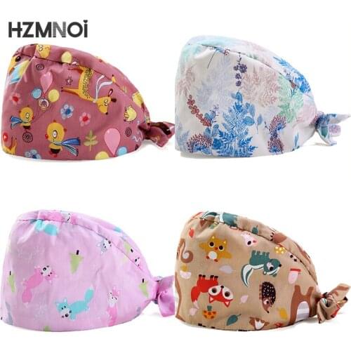 New Floral Printing Surgical Caps Woman Nurse Cap Surgeon Surgery Cap Dentist Cap Kitchen Laboratory Beauty Salon Scrub Cap