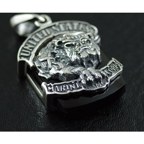 New Thai Silver 925 sterling silver pendant marine bulldog, S925 silver badge pendant mans pendant