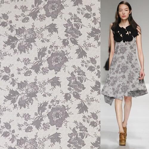 Transparent pure silk crinkle georgette silk fabric vintage floral print,SCG499