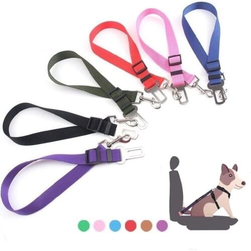 Pet Dog Cat Car Seat Belt For Accessories Goods Animals Adjustable Dog Harness Lead Pet Leash Small Medium Travel Clip Bulldog