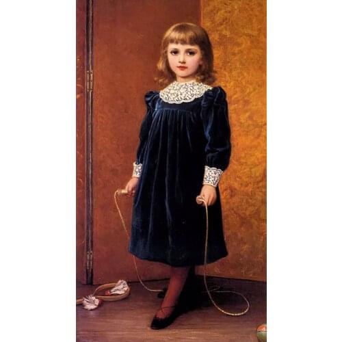 Hand Painted Oil Canvas Painting Reproduction for Home Decor Art Kate Perugini A Portrait of Dora Girl Rope Skipping