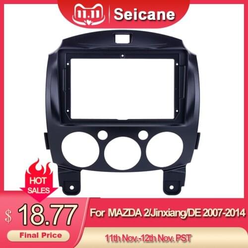 Harfey 9 inch Fascia Black Frame for 2007-2014 MAZDA 2/Jinxiang/DE/Third generation Dash Mount Kit Trim Panel No gap