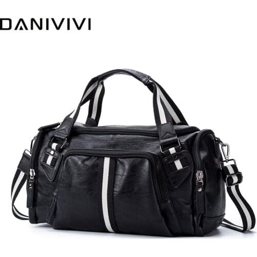 Soft Leather Designer Handbags for Men Travel Bag Organizer Black Duffle Tote Gym Weekend Bag Large Capacity Mens Luggage Bag