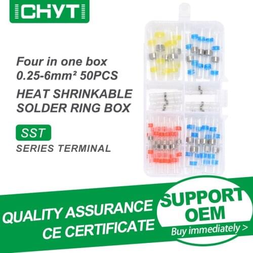 50/100/150PCS IP67 Waterproof Boxed Middle Connecting Pipe Insulated Terminal Seal Up Tin Solder Ring Heat Shrinkable Tube