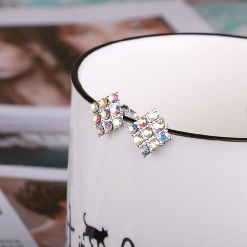 Square Crystal Small Stud Earrings for Women Rhinestone Fashion New Jewelry Ladies Accesorios Mujer 2021 Hot Ear rings