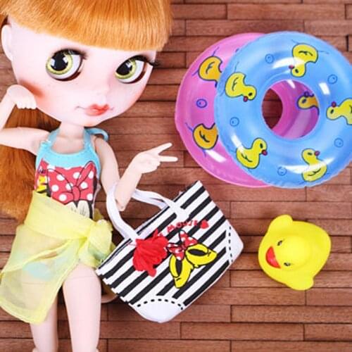 1 Set Mini High Swimming Ring & Suit Bag Set Clothes for Blyth, Barbies, Licca, Pullip, Monster 1/6 Doll Accessories Girls Toy
