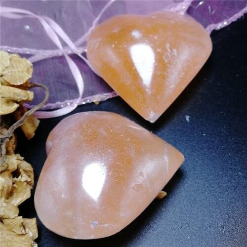 1 pc 4-6 cm natural yellow selenite love heart ,healing crystal heart stone for romantic love