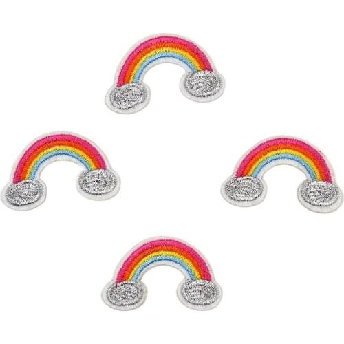 10pcs Iron On Rainbow Cloudy Patches For Garments Hometextile Decoration Embroidery Stickers Badge DIY Sewing Jeans Coats Badge