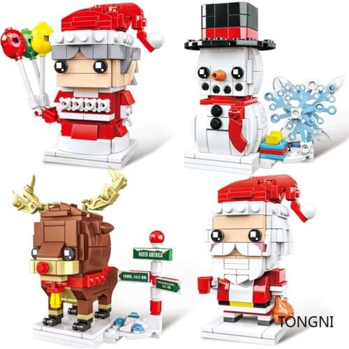 2020 Single 1pcs Christmas Santa Claus Elk Snowman Tree Model Building Blocks Model Gift Toys for Children Xmas