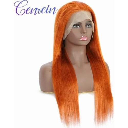 350 Orange Brazilian Bone Straight 180% Lace Front Human Hair Wigs For Women Pre plucked Transparent 13x4 Lace Front Wig