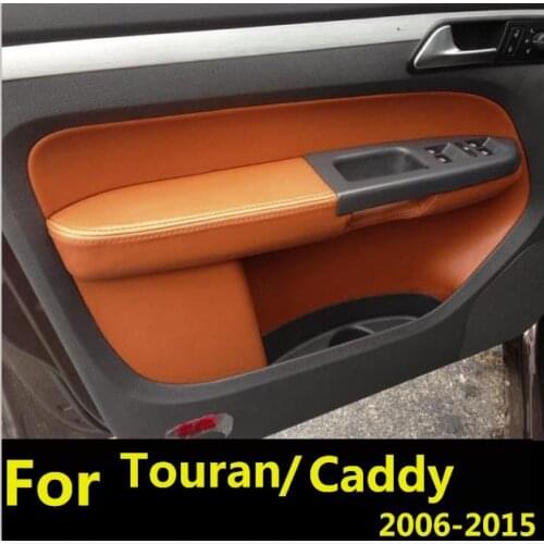 4/8PCS/SET Microfiber Front / Rear Door Panel Armrest Leather Cover Protective Trim For Volkswagen Touran Caddy 2006-2015