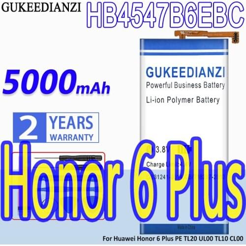 GUKEEDIANZI Battery HB4547B6EBC 5000mAh For Huawei Honor 6 Plus PE TL20 UL00 TL10 CL00 Honor6 Plus Honor 6Plus