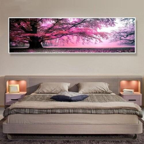 Large Size Diamond Painting 5d Diy Full round Drill Cross Stitch Tree Rhinestone Embroidery Purple Painting Tree SceneryZP-966