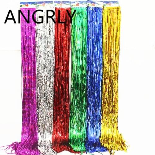 ANGRLY 15x100cm Rain Silk Screen Tassels Christmas Tree Wedding Decoration Christmas Gifts Gift Box Package Party Gifts Stickers