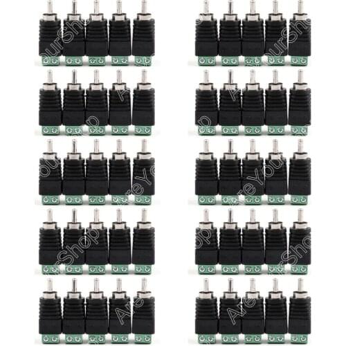 Areyourshop 50 Pcs Terminal Block Dc Power To RCA Male For TV Video Adapter Cinch Connector For CCTV Cameras Connector
