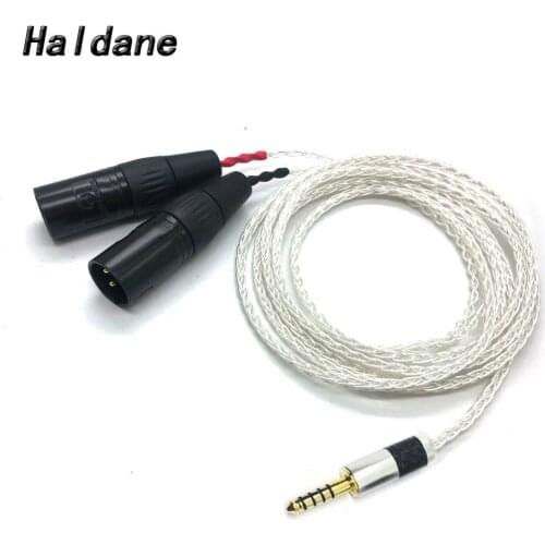 Free Shipping Haldane 8 Cores Silver Plated 4.4mm Balanced Male to Dual 2x 3pin XLR Balanced Male Audio Adapter Cable
