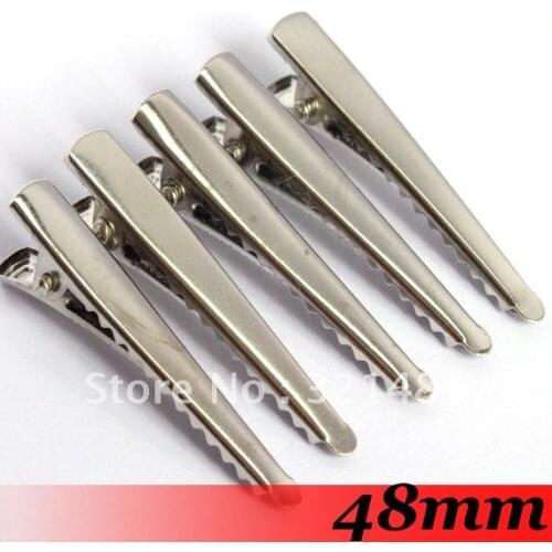 Free Ship!Bulk 1000piece 48mm Platinum Dull Silver Plated Tone Alligator Hair Metal Clips Jewelry Pin findings accessories