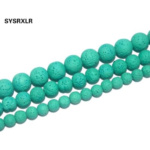 Free Shipping Natural Stone Green Rock Lava Beads 6/8/10 MM Round Loose Spacer Beads For Jewelry Making DIY Bracelet Necklace
