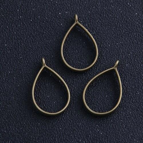 6pcs/lot 21*34mm Bronze Hollow Water Drop Charm Alloy Blank Pendant jewelry accessories Handmade Craft