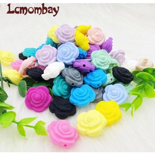 100pcs Silicone Rose Beads BPA Free 20mm Silicone Teething Beads Accessories silicone rodent DIY Pacifier Chain Pendant