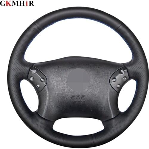 GKMHiR DIY Black Steering Wheel Cover Artificial Leather Car Steering Wheel Cover for Mercedes Benz W203 C-Class 2001-2007