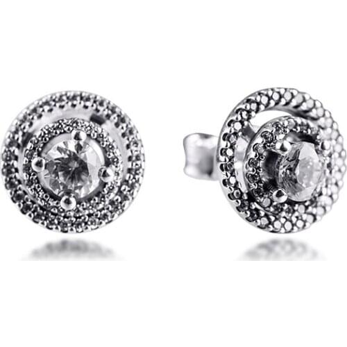 CKK Sparkling Double Halo Stud Earrings For Women Pendientes Plata 925 Sterling Silver Jewelry Boucle Oreille Femme Kolczyki