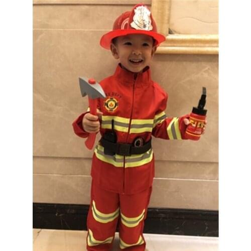 2021 Kids Fireman Sam Uniform for Children Halloween Cosplay Firefighter Costumes Fancy Carnival Party Boy Girl Team Wear Sets