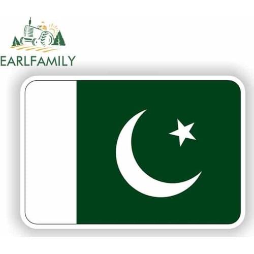 EARLFAMILY 13cm x 8.6cm For Pakistan Flag Personality Car Stickers Cars Assessoires Decal Vinyl Material Decoration