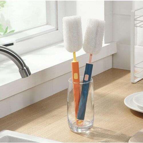 Vertical Storage Cup Brush with Long Handle 27.5cm Long Baby Bottle Sponge Brush Kitchen Accessories for Wine Glass RE