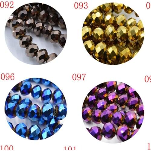 FLTMRH 6MM 50pcs/lot Faceted Round Glass Bicone Spacer Rondelle Stand Beads DIY Jewelry Making