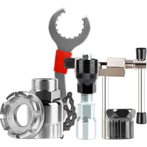 6Pcs/Set Bike Cassette Removal Tool Bicycle Repair Mountain Multifunctional Rustproof Crank Extractor Portable