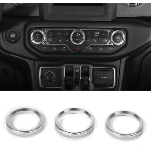 JXKaFa Fit For Jeep Wrangler JL 2018 Car Air Condition Adjust Button Switch Decoration Ring Trim Styling Sticker Aluminum Alloy