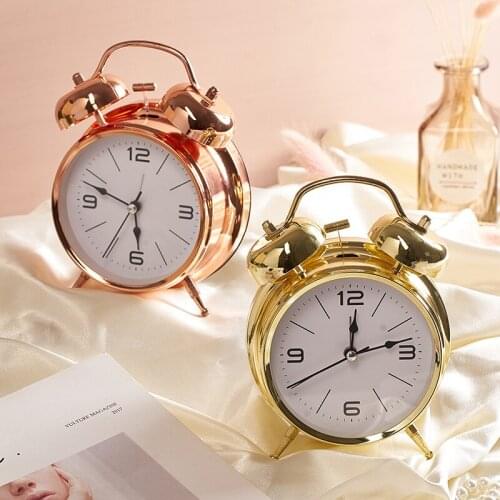 NORDIC MINIMALIST METAL ALARM CLOCK WROUGHT IRON PENDULUM BEDSIDE DESKTOP CLOCKS HOME STUDENT BEDROOM CREATIVE ALARM CLOCK