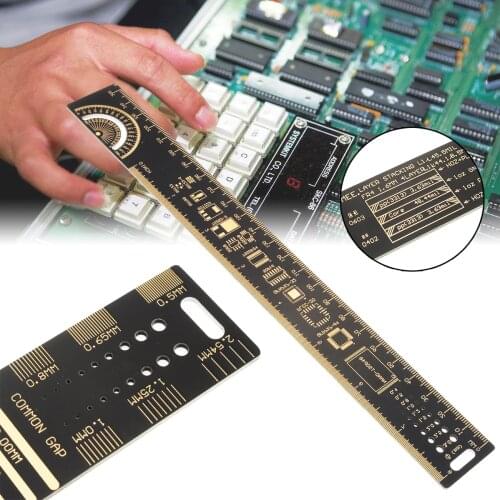 Multifunctional PCB Straight Ruler 25cm 10 inch Measuring Caliper Tool Electronic Resistor Capacitor Chip IC Craft Ruler
