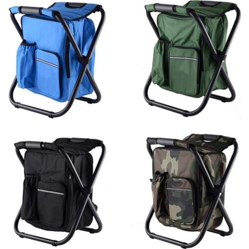 Multi-functional Folding Camping Chair With Cooler Insulated Picnic Bag Hiking Camouflage Seat For Outdoor Fishing Travel Beach