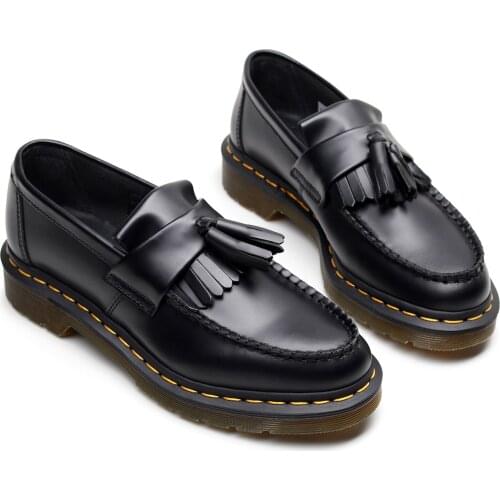 Fashion Tassel Womens Loafers Leather Low Top Womens Martin Shoes Round Head Casual Womens Leather Shoes Zapatillas Mujer