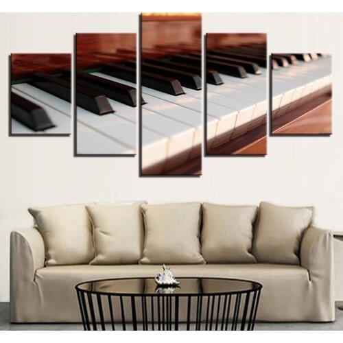 Wall Art Canvas Paintings Modern Living Room Framework 5 Pieces Piano Keys Music Home Decoration Modular HD Prints Pictures