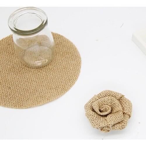Natural Jute Fabric for Wedding Christmas DIY Carft Decoration Flower Wrapping Round Square Table Mats Placemats Home Decor