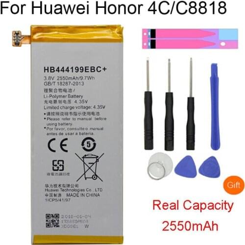 New HB444199EBC+ Genuine Battery For Huawei G660 G660-L075 Honor 4C 2550mAh Phone Battery + Tool