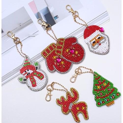 New style Christmas DIY Full Diamond Diamond Keychain Cat / Butterfly / Christmas Keychain Childrens Gifts Christmas Decoration