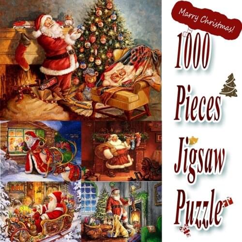 1000 Pieces Wooden Jigsaw Puzzle Toy of Father Christmas Paintings for Christmas Gift DIY Personal Customized Puzzle