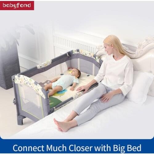 Valdera portable folding crib multi-function splicing large bed free installation