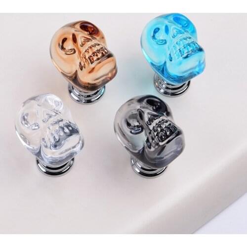 Furniture handle simple European style drawer crystal skull cupboard handle wardrobe door handle single-hole hardware handle