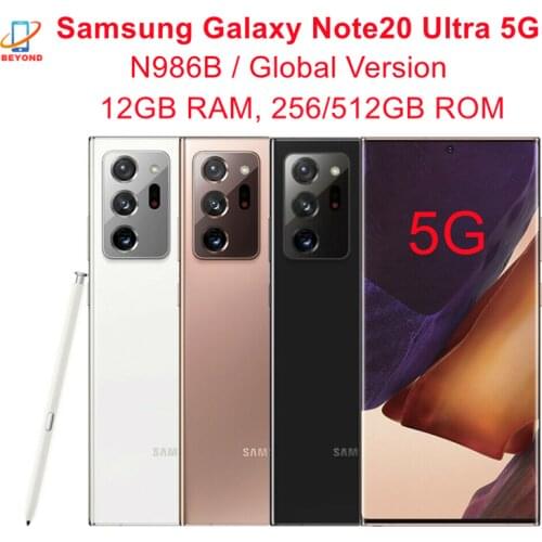 Samsung Galaxy Note20 Note 20 Ultra 5G N986B/DS Global Version 6.9" 12GB RAM 128GB Octa Core 108MP+12MP+12MP Original Cell Phone