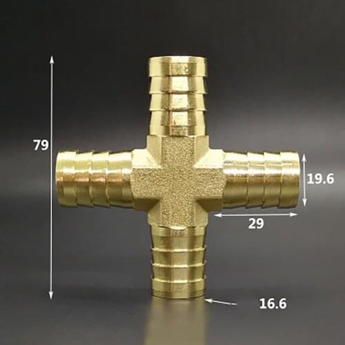 Hose Barb 19mm 4 Way Splitter Cross Brass Connector Coupling Adapter Fitting