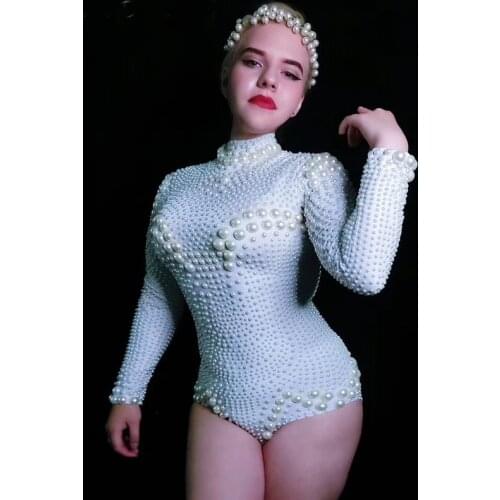 Sexy Gold Rhinestones Flashing Mirrors Bodysuit Womens Birthday Prom Celebrate Outfit Evening DJ Women Dance Show Sexy Bodysuit