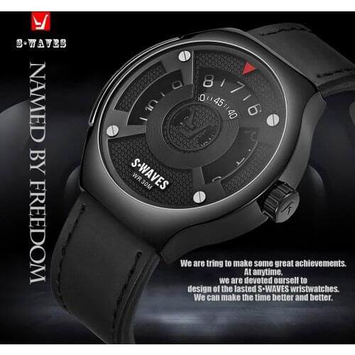 Swaves Brand Luxury Mens Watches Military Leather Casual Wrist Watches Men Waterproof Quartz Sport Relogio Masculino