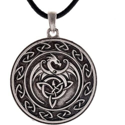 Vintage Nordic Dragon Totem Pendant Viking Rune Nordic Knot Animal Amulet Necklace