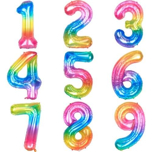 40inch Rainbow Number Foil Balloons Large Digit Balloon Wedding Decorations Happy Birthday Party Supplies Baby Shower Decoration