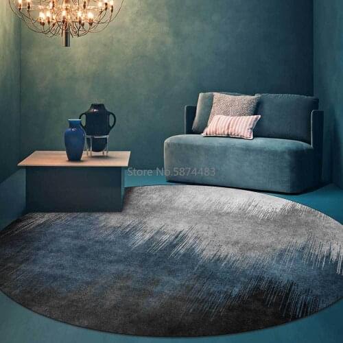 200cm Modern Minimalist Blue Gray Black Gradient Stitching Living Room Bedroom Hanging Basket Chair Round Floor Mat Carpet